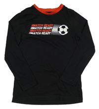 Černo-červené pyžamové triko s nápisy a míčem George