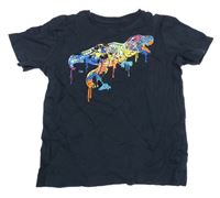 Černé tričko s dinosaurem Next