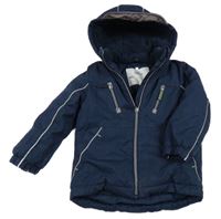 Tmavomodrá melírovaná zimní bunda s kapucí Topolino