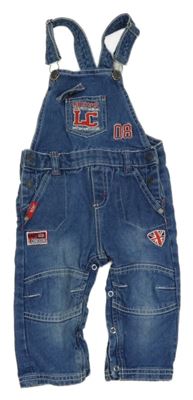 Modré riflové laclové kalhoty s číslem a vlajkou Lee Cooper