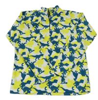 Bílá fleecová funkční mikina s limetkovo-petrolejovými dinosaury MOUNTAIN WAREHOUSE