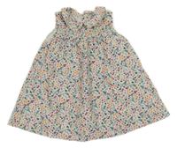 Smetanové manšestrové šaty s kytičkami a volánkem a límečkem C&A