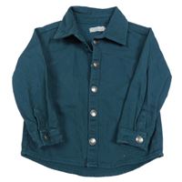 Tmavopetrolejová riflová košilová bunda s nápisy PRIMARK