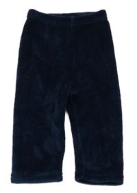 Tmavomodré plyšové kalhoty karrot