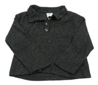 Černo-šedý melírovaný úpletový svetr s límečkem ZARA