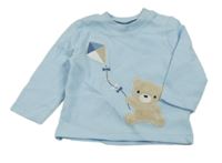 Světlemodré žebrované mikinotriko s medvídkem little nutmeg