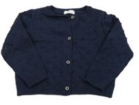 Tmavomodrý 3D puntíkatý propínací svetr Next