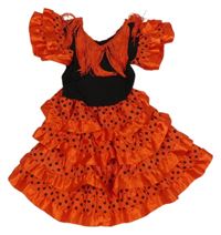 Kostým - Červeno-černé šaty s puntíky a volánky a třásněmi