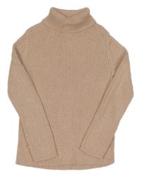 Pudrovo-zlatý melírovaný žebrovaný svetrový rolák F&F