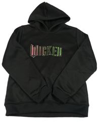 Černá teplá mikina s nápisem a kapucí