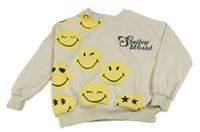 Smetanová mikina se smajlíky a nápisy
