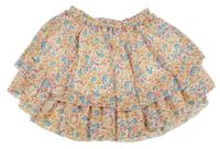 Smetanová šifonová sukně s kytičkami