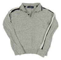 Šedo-bílo-černý melírovaný svetr s límečkem Next