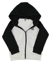 Bílo-černá propínací mikina se znakem a kapucí F&F