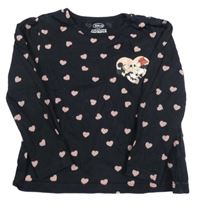 Černé triko s Minnie a Mickey a srdíčky C&A