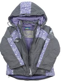 Šedo-fialová šusťáková lyžařská bunda s hvězdičkami a kapucí Topolino