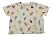 Bílé crop tričko se zmrzlinami Zara
