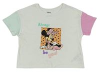 Bílo-růžovo-modré crop tričko s Minnie zn. Disney