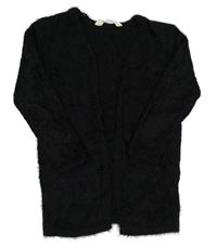 Černý chlupatý svetrový cardigan H&M