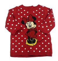 Červené puntíkaté svetrové šaty s Minnie Primark