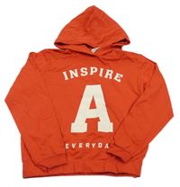 Červená mikina s nápisem a kapucí H&M