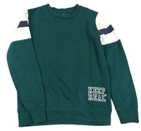 Tmavozeleno-bílá mikina s nápisem LaRedoute