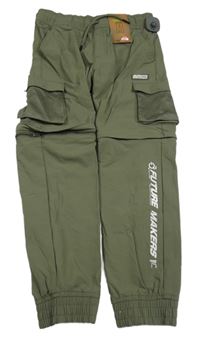 Nové - Khaki šusťákové cargo cuff kalhoty s odepínacími nohavicemi F&F