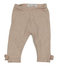 Růžové melírované žebrované úpletové tepláky s mašlemi Zara