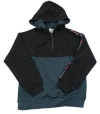 Černo-petrolejová šusťákovo/sportovní bunda s kapucí Zara