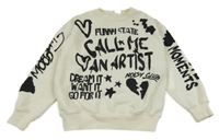 Krémová mikina s nápisem a srdíčky Zara