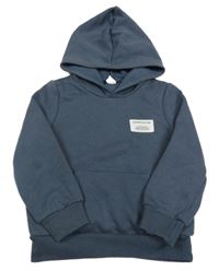 Tmavomodrá mikina s nášivkou a kapucí Shein