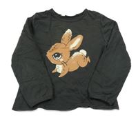 Antracitová lehká mikina s králíkem H&M