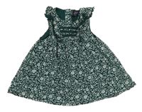 Tmavozelené květované manšestrové šaty s krajkou Sergent Major