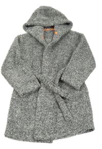 Šedo-černý melírovaný chlupatý župan s kapucí Matalan
