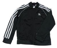 Černá sportovní propínací mikina s logem Adidas