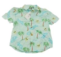 Nové - Mátová košile s palmami a sluníčky Primark