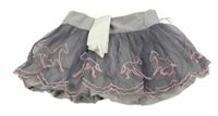Nové - Modro-šedá tylová sukně s koňmi