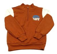 Hnědo-světlebéžová mikina s potiskem