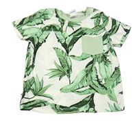 Bílé tričko s listy a kapsou PatPat