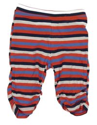 Červeno-modro-bílé pruhované capri legíny