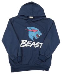 Tmavomodrá lehká mikina s panterem a kapucí