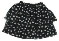 Černá květovaná šifonová vrstvená sukně New Look