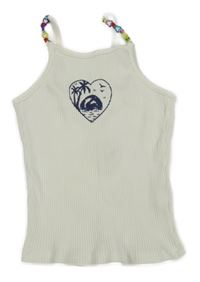 Smetanový žebrovaný crop top se srdcem s palmami Zara