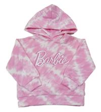Růžovo-bílá batikovaná mikina s nápisem a kapucí - Barbie