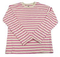 Růžovo-smetanové pruhované triko H&M