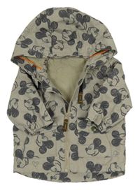 Khaki šusťáková podzimní bunda s Mickeym a kapucí Disney