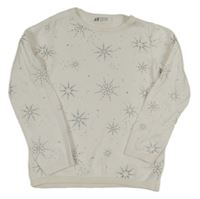 Bílý lehký svetr se stříbrnými vločkami H&M