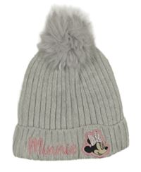 Šedá pletená čepice s Minnie a bambulí Primark