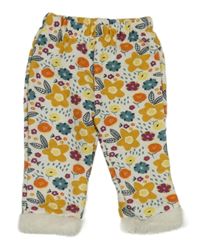 Smetanovo-okrové květované tepláky 