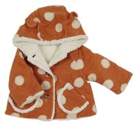 Cihlový puntíkatý zateplený kabátek s kapucí Next